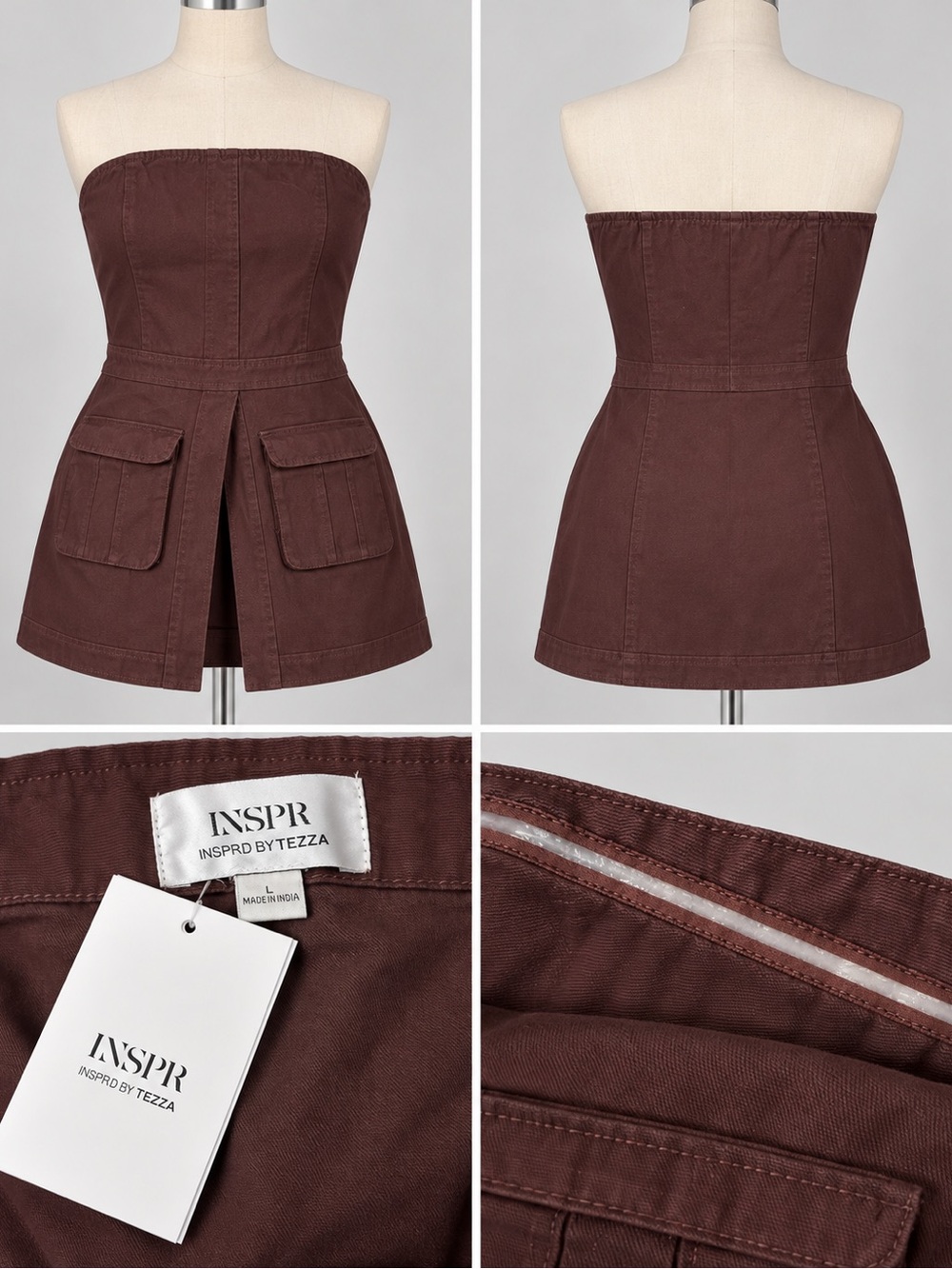 Inspire Strapless Brown Utility Skort